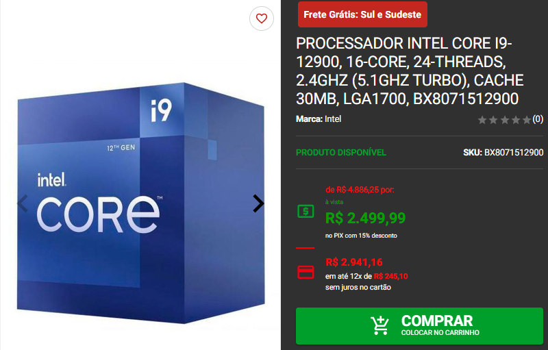 Intel Gamer Days: 3 processadores Intel em promoção na Pichau Captura de tela 2024 08 20 193659.png
