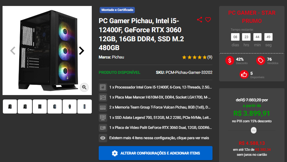 Promoção: 3 PC gamers abaixo de R$ 5.000 na Pichau Captura de tela 2024 08 21 171517.png