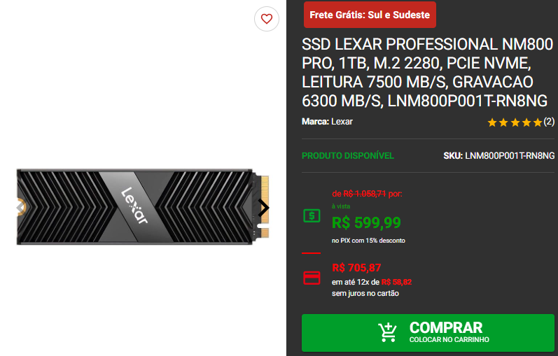 SSD em promoção: 3 opções da marca Lexar 4 SSD em promoção: 3 opções da marca Lexar Captura de tela 2024 08 21 191848.png