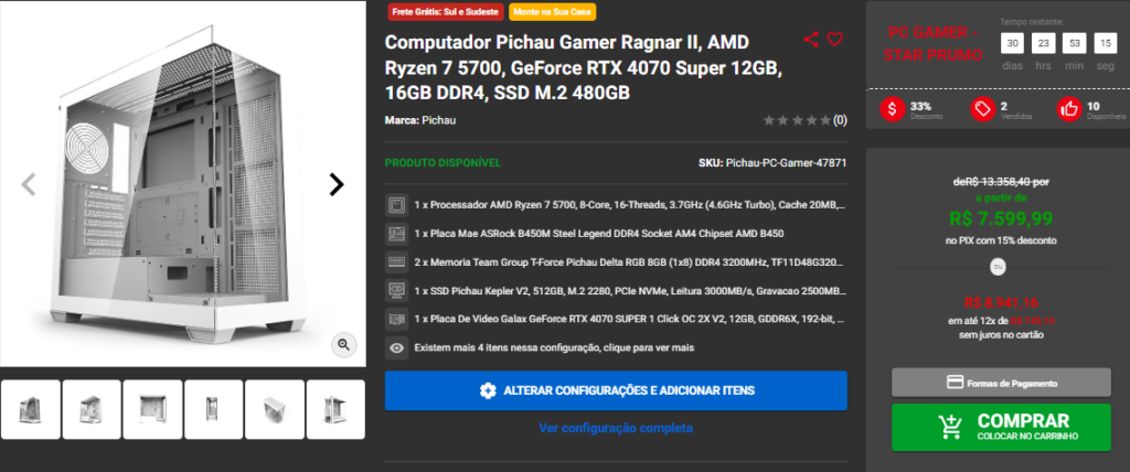 PC Gamer Completo: 3 opções intermediárias em promoção 3 PC Gamer Completo: 3 opções intermediárias em promoção Captura de tela 2024 08 30 170648