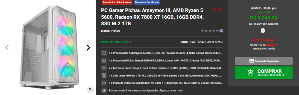 PC Gamer Completo: 3 opções intermediárias em promoção 4 PC Gamer Completo: 3 opções intermediárias em promoção Captura de tela 2024 08 30 171045