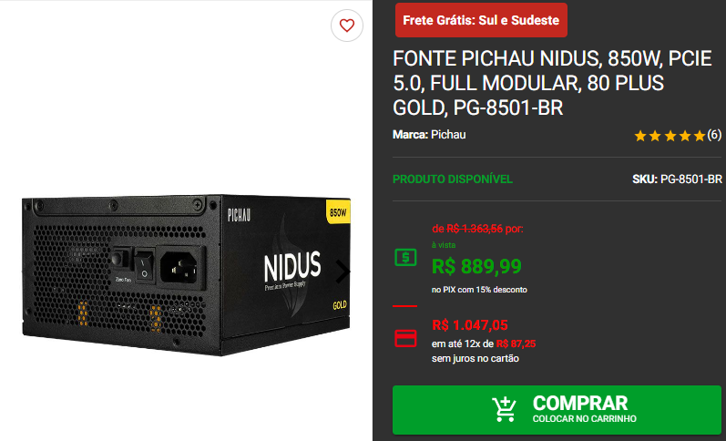 Segurança e durabilidade: 3 fontes de alimentação em promoção na Pichau 4 Segurança e durabilidade: 3 fontes de alimentação em promoção na Pichau Captura de tela 2024 09 03 174304.png