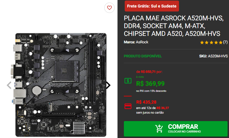 Placa mãe: 3 opções de A520M em promoção na Pichau Captura de tela 2024 09 04 172544.png