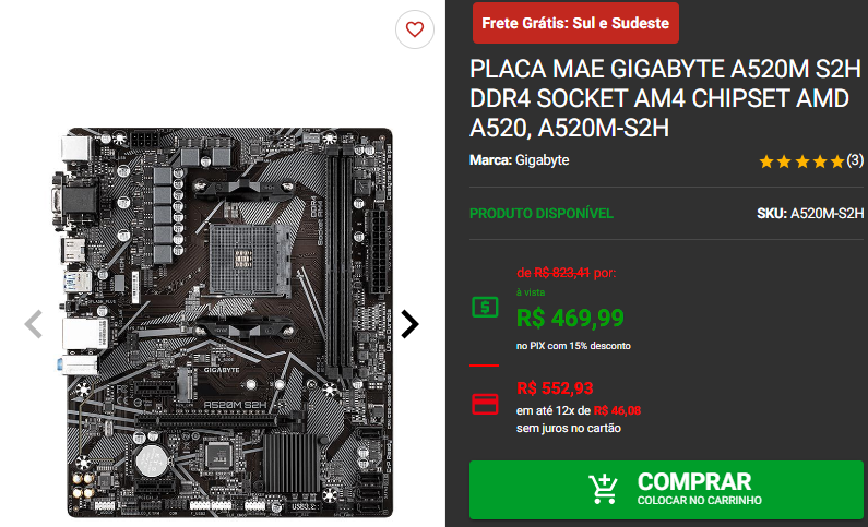Placa mãe: 3 opções de A520M em promoção na Pichau Captura de tela 2024 09 04 173057.png