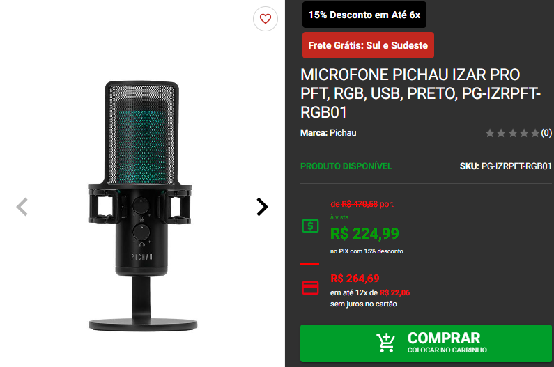 Microfone para stream: 3 opções em promoção na Pichau Captura de tela 2024 09 05 175225.png