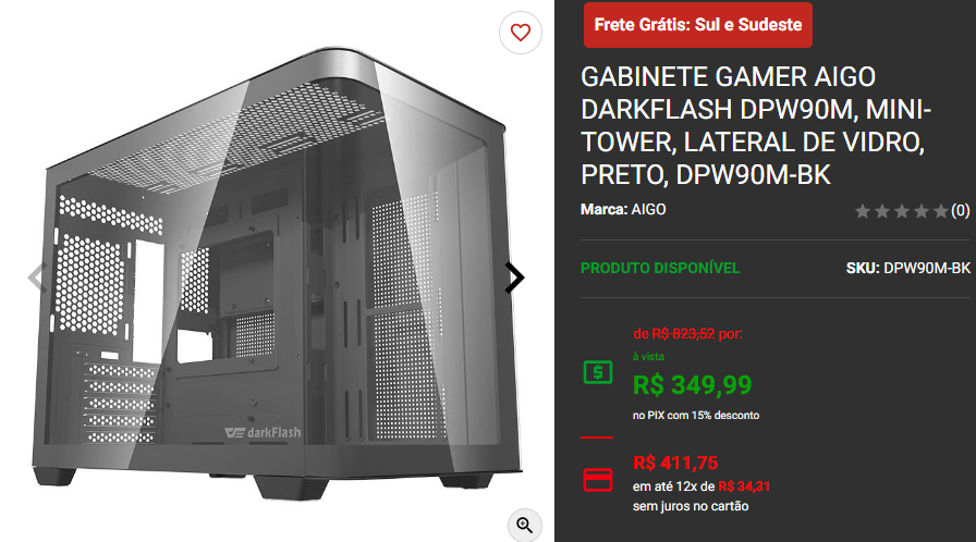 Promoção na Pichau: 3 gabinetes gamers pretos Captura de tela 2024 09 10 181334.png