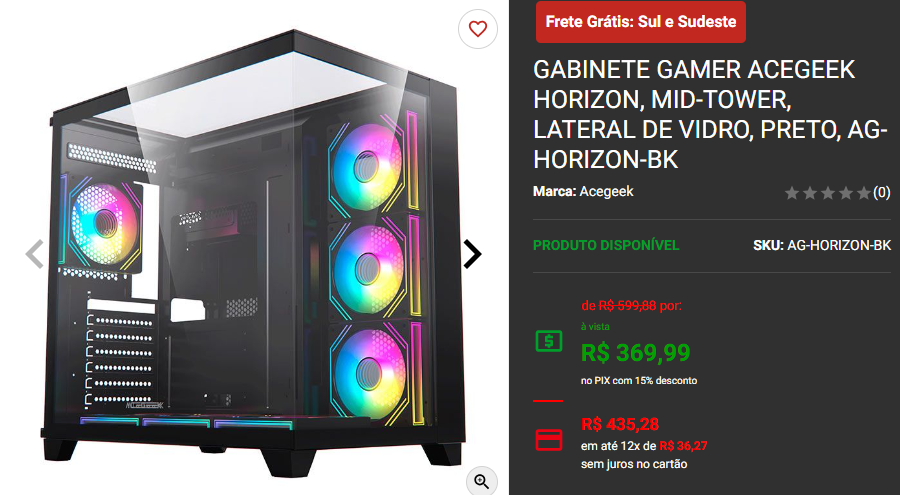 Promoção na Pichau: 3 gabinetes gamers pretos Captura de tela 2024 09 10 181920.png
