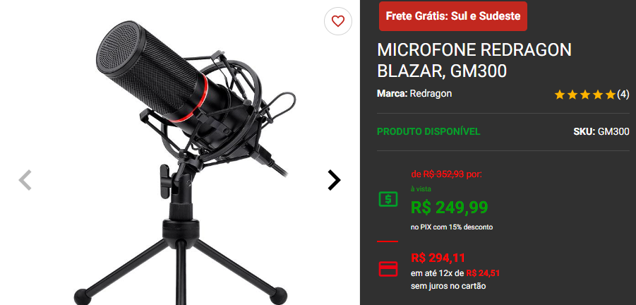 Microfone para stream: 3 opções em promoção na Pichau Captura de tela 2024 09 12 203130.png