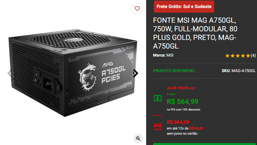 Fonte 80 Plus Gold: 3 opções em promoção na Pichau 3 Fonte 80 Plus Gold: 3 opções em promoção na Pichau Captura de tela 2024 09 16 173541.png