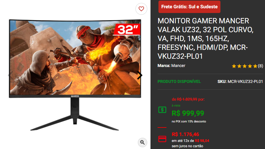 Monitor gamer: 3 opções com mais de 30 Polegadas em promoção na Pichau Captura de tela 2024 09 16 180339.png
