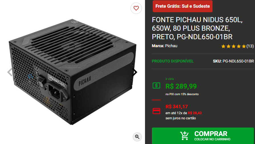80 Plus Bronze: 3 opções de fonte com preços baixos na Pichau Captura de tela 2024 09 18 162400.png