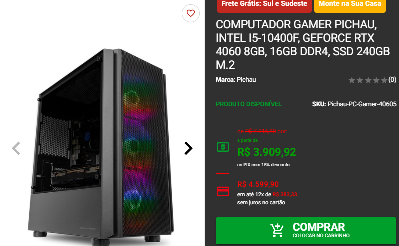 PC Gamer Completo: 3 setups com RTX 4060 por menos de R$ 5 mil Captura de tela 2024 09 19 175922.png