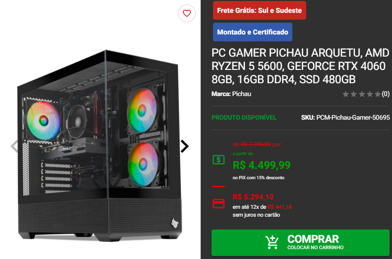 PC Gamer Completo: 3 setups com RTX 4060 por menos de R$ 5 mil Captura de tela 2024 09 19 180449.png