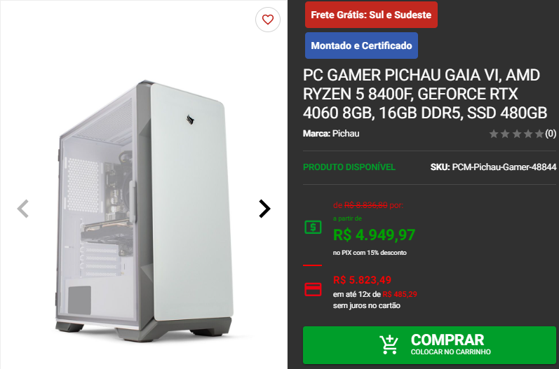 PC Gamer Completo: 3 setups com RTX 4060 por menos de R$ 5 mil Captura de tela 2024 09 19 180842.png