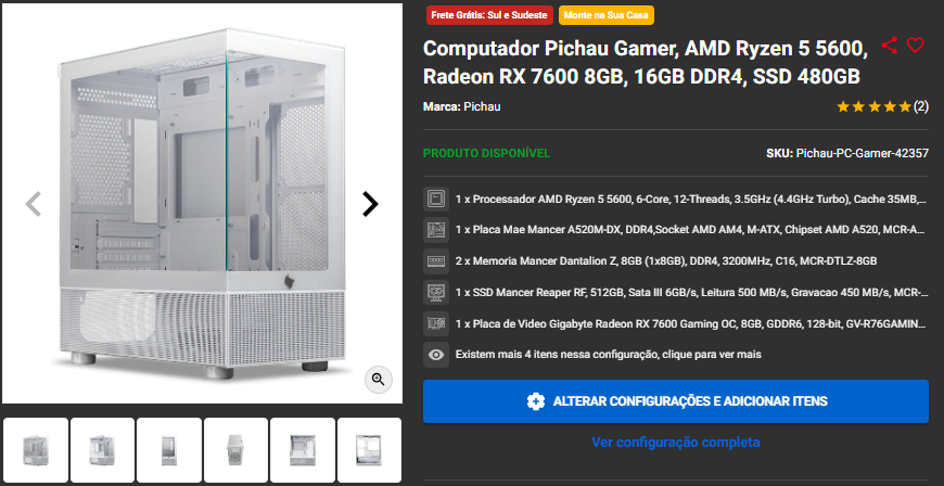 PC Gamer Completo: 3 opções com RX 7600 em promoção 2 PC Gamer Completo: 3 opções com RX 7600 em promoção Captura de tela 2024 09 20 162427.png
