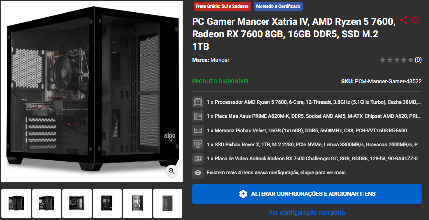 PC Gamer Completo: 3 opções com RX 7600 em promoção 4 PC Gamer Completo: 3 opções com RX 7600 em promoção Captura de tela 2024 09 20 163142.png