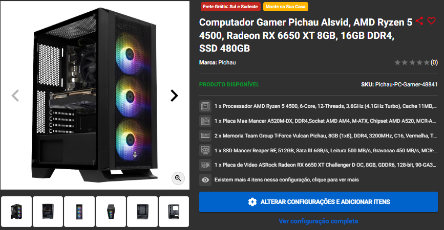 PC Gamer Completo: 3 promoções com RX 6650 XT 2 PC Gamer Completo: 3 promoções com RX 6650 XT Captura de tela 2024 09 23 150908.png
