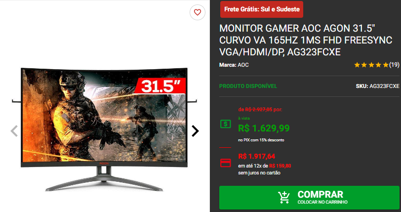 Monitor Gamer: 3 opções com tela curva na Pichau 2 Monitor Gamer: 3 opções com tela curva na Pichau Captura de tela 2024 09 24 125306.png