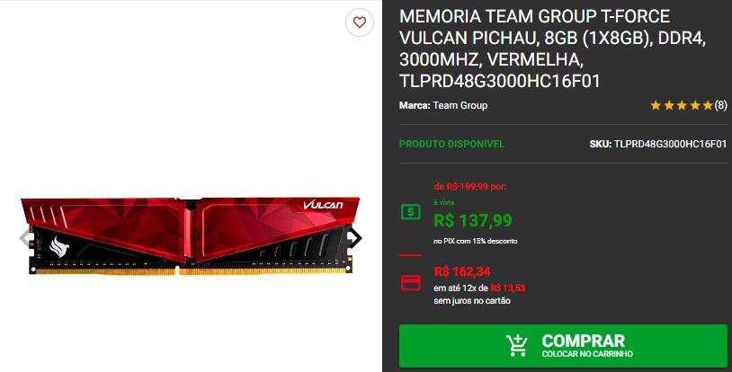Memória DDR4 8GB: 3 opções em promoção na Pichau Captura de tela 2024 09 26 171559.png