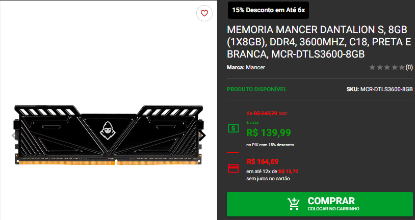 Memória DDR4 8GB: 3 opções em promoção na Pichau Captura de tela 2024 09 26 171913.png