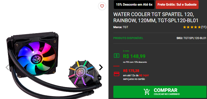 Water Cooler: 3 opções por menos de R$ 200 na Pichau 4 Water Cooler: 3 opções por menos de R$ 200 na Pichau Captura de tela 2024 09 26 182710.png