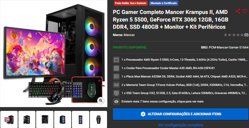 PC Gamer Completo: 3 kits em promoção no site da Pichau 3 PC Gamer Completo: 3 kits em promoção no site da Pichau Captura de tela 2024 09 30 171841.png