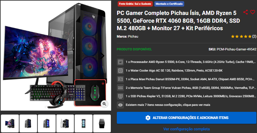 PC Gamer Completo: 3 kits em promoção no site da Pichau 4 PC Gamer Completo: 3 kits em promoção no site da Pichau Captura de tela 2024 09 30 172103.png