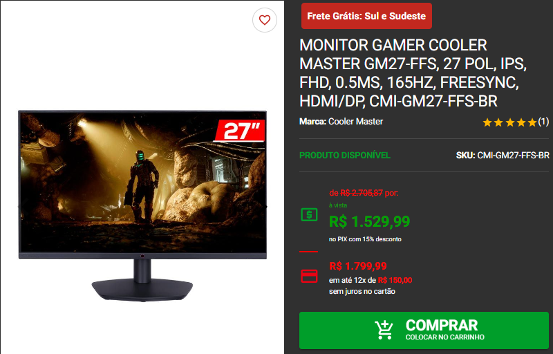 Monitor Gamer: 3 opções com painel IPS em promoção 3 Monitor Gamer: 3 opções com painel IPS em promoção Captura de tela 2024 10 01 173723.png