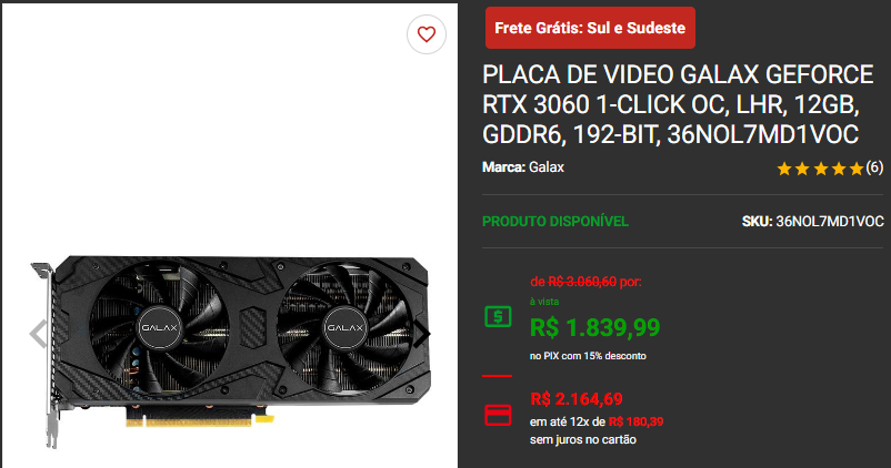 Placa de vídeo: 3 opções de RTX 3060 para você economizar 3 Placa de vídeo: 3 opções de RTX 3060 para você economizar Captura de tela 2024 10 01 182528.png