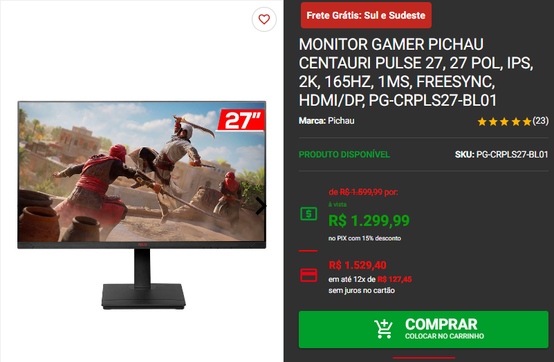 Monitor Gamer: Review do Pichau Centauri Pulse 27 Captura de tela 2024 10 03 184503.png