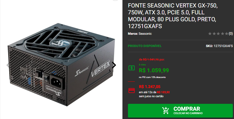 Fonte com 80 Plus Gold: 3 opções de alta durabilidade em promoção Captura de tela 2024 10 16 151505.png