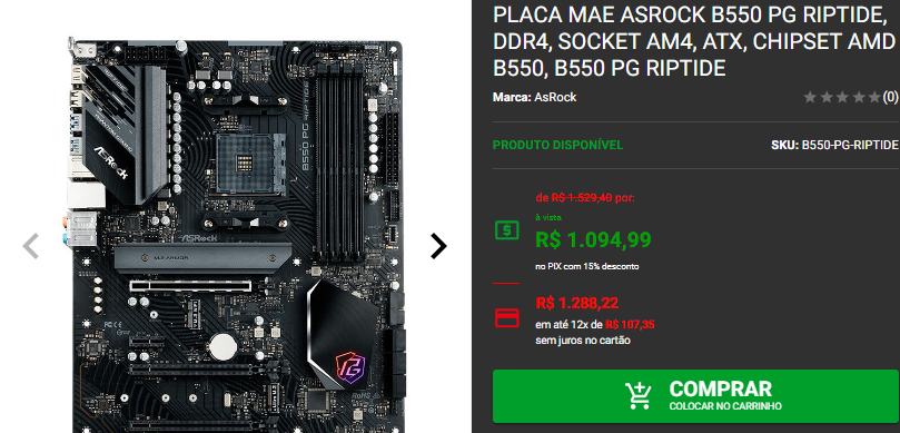 Placa mãe B550: 3 opções em promoção no site da Pichau Captura de tela 2024 10 16 160334.png