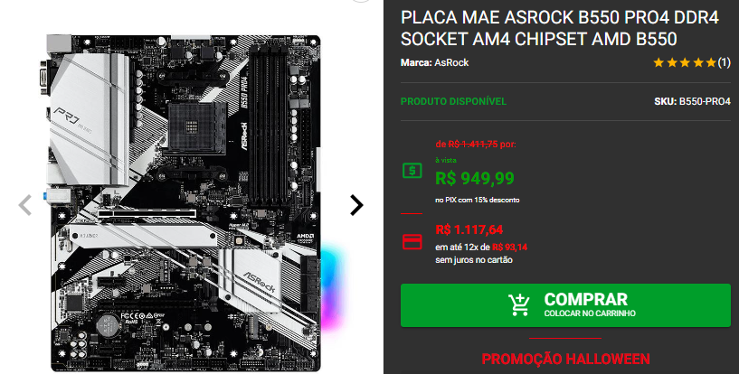 Placa mãe B550: 3 opções em promoção no site da Pichau Captura de tela 2024 10 16 161045.png