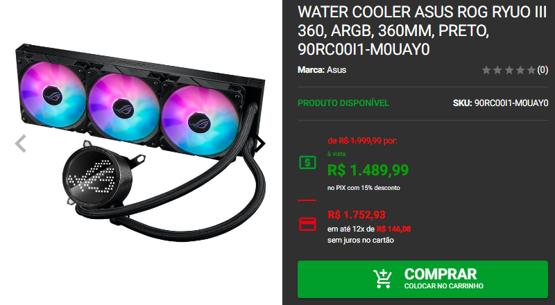 Water Cooler: 3 opções em promoção no site da Pichau Captura de tela 2024 10 18 160534.png