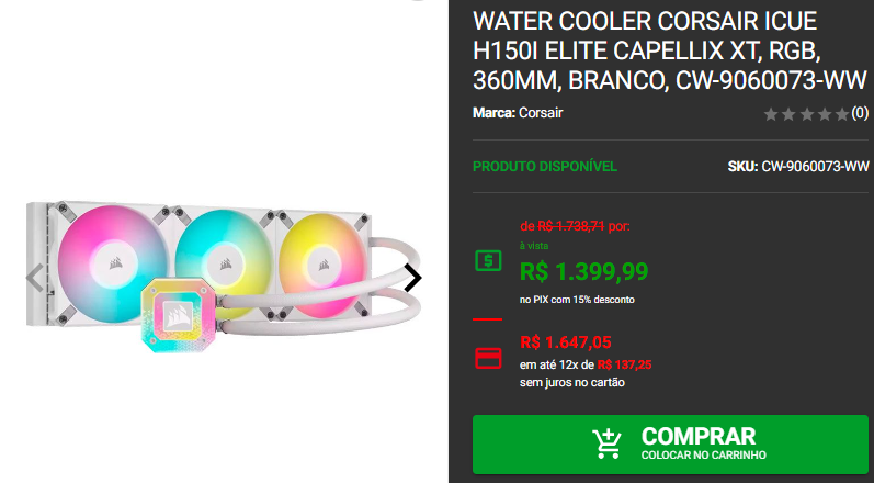 Water Cooler: 3 opções em promoção no site da Pichau Captura de tela 2024 10 18 160750.png