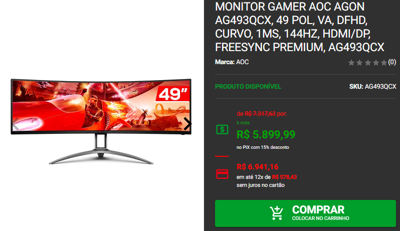 Monitor Gamer: 3 opções com mais de 40 Polegadas em promoção Captura de tela 2024 10 21 184407.png
