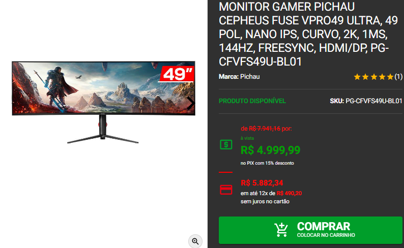 Monitor Gamer: 3 opções com mais de 40 Polegadas em promoção Captura de tela 2024 10 21 184847.png