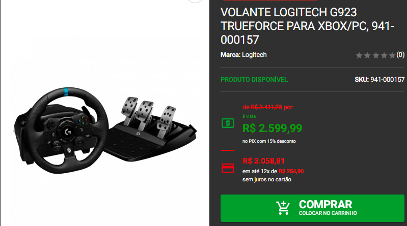 Volante Gamer: 3 kits com pedal em promoção na Pichau 2 Volante Gamer: 3 kits com pedal em promoção na Pichau Captura de tela 2024 10 22 192010.png