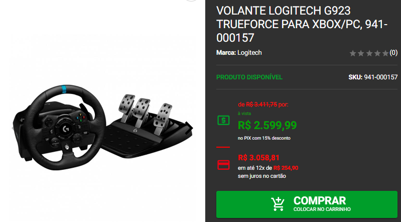 Volante Gamer: 3 kits com pedal em promoção na Pichau 3 Volante Gamer: 3 kits com pedal em promoção na Pichau Captura de tela 2024 10 22 192247.png