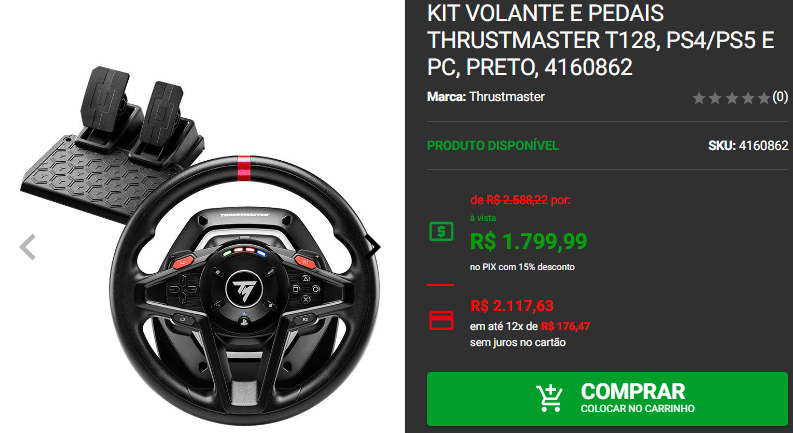 Volante Gamer: 3 kits com pedal em promoção na Pichau 4 Volante Gamer: 3 kits com pedal em promoção na Pichau Captura de tela 2024 10 22 192511.png