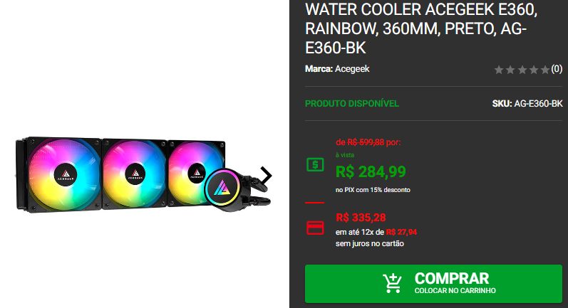 Water cooler 360mm: 3 opções em promoção no site da Pichau 4 Water cooler 360mm: 3 opções em promoção no site da Pichau Captura de tela 2024 10 23 172349.png