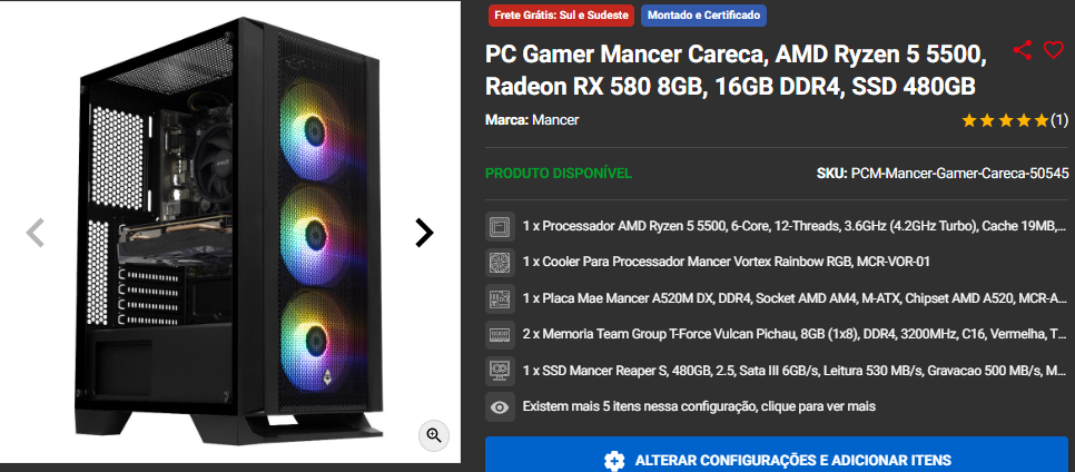 PC Gamer em promoção: 3 opções custo-benefício disponíveis na Pichau Captura de tela 2024 10 28 161740.png