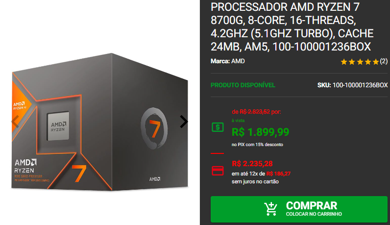 Processador AMD: 3 opções com vídeo integrado na Pichau Captura de tela 2024 10 30 161531.png
