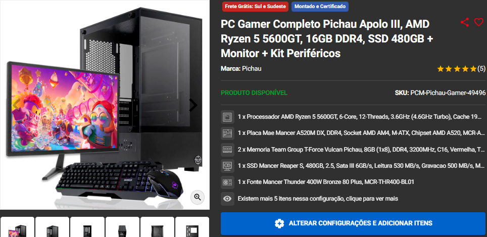 PC Gamer Completo: 3 opções com GPU Integrada em promoção 4 PC Gamer Completo: 3 opções com GPU Integrada em promoção Captura de tela 2024 10 30 164523.png