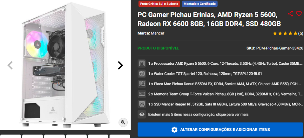 PC Gamer Completo: 3 opções com RX 6600 XT em promoção na Pichau Capture2024 10 09 175022