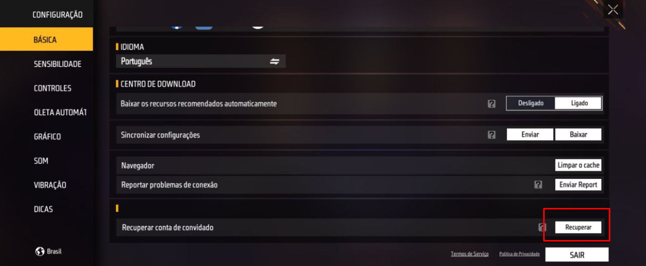 FF: Como recuperar conta "convidado" do Free Fire? Confira tutorial 3 imagem explicativa do tutorial de Free Fire