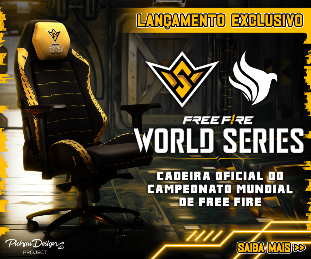 Pichau lança cadeira gamer em parceria com Garena para o mundial de Free Fire 2 Pichau lança cadeira gamer em parceria com Garena para o mundial de Free Fire Cadeira FF WS 1