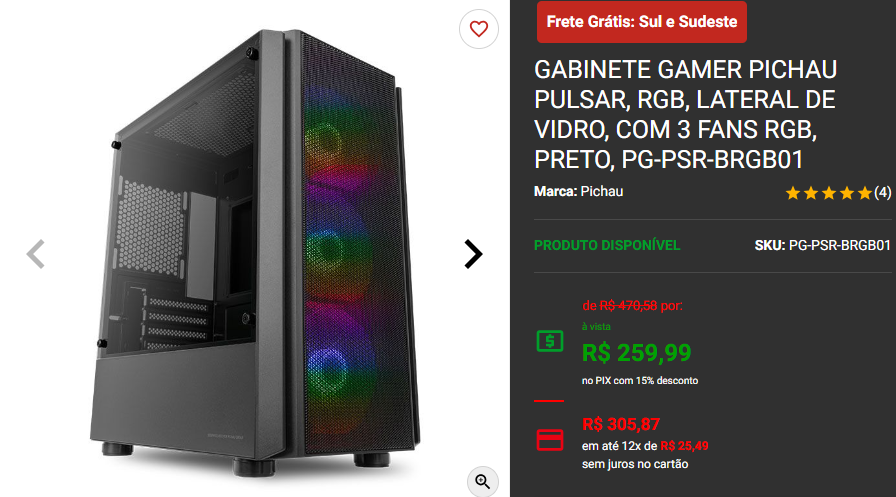 Gabinete Gamer: 3 opções estilo áquario da Pichau em promoção 2 Gabinete Gamer: 3 opções estilo áquario da Pichau em promoção Captura de tela 2024 11 07 132249
