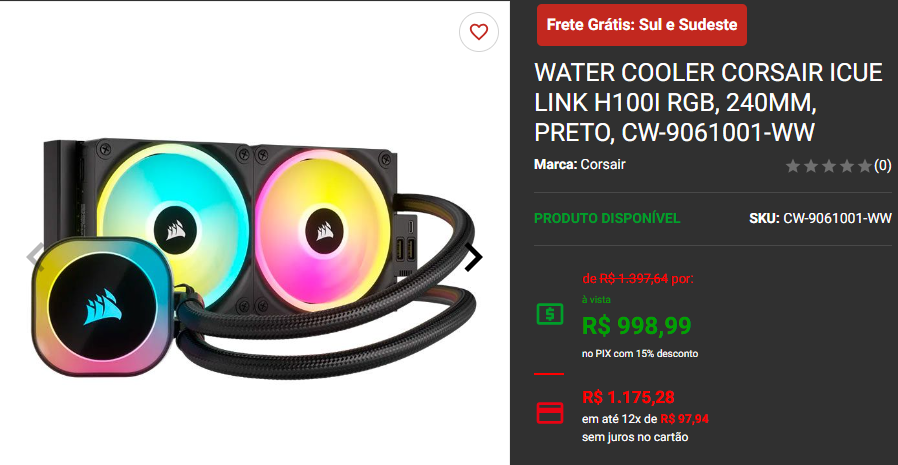 Water cooler: 3 opções dual-fan em promoção na Pichau 2 Water cooler: 3 opções dual-fan em promoção na Pichau Captura de tela 2024 11 07 184133.png