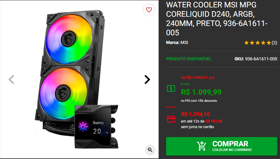 Water cooler: 3 opções dual-fan em promoção na Pichau 3 Water cooler: 3 opções dual-fan em promoção na Pichau Captura de tela 2024 11 07 184409.png
